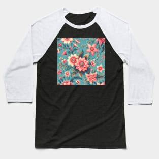 Pink Flowers Baseball T-Shirt